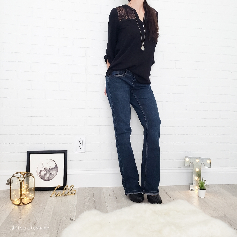 Express Black Lace Inset Top